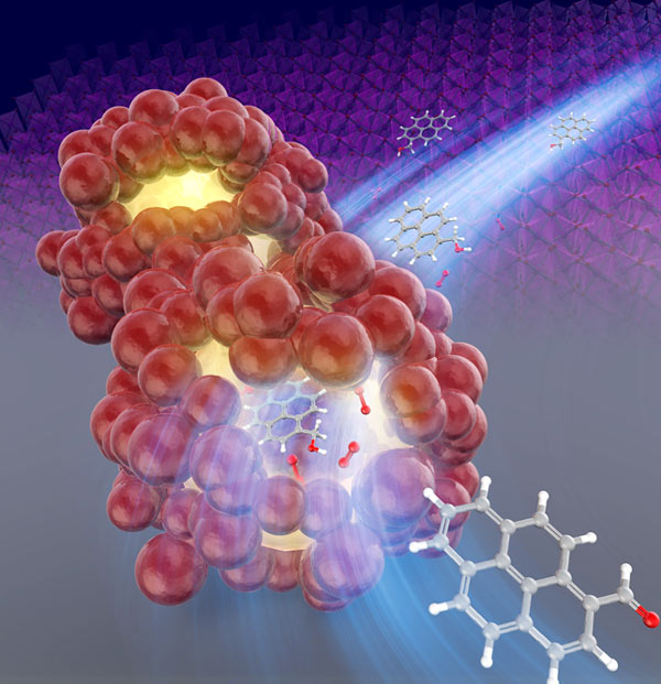 Acceleration of the chemical reaction by -MnO2 catalyst in the nanospace of the particles