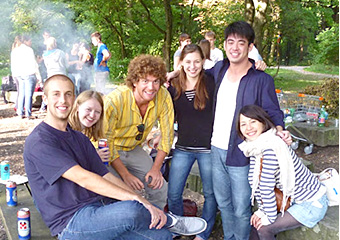 Yabu (far right) at a BBQ with her international student peers